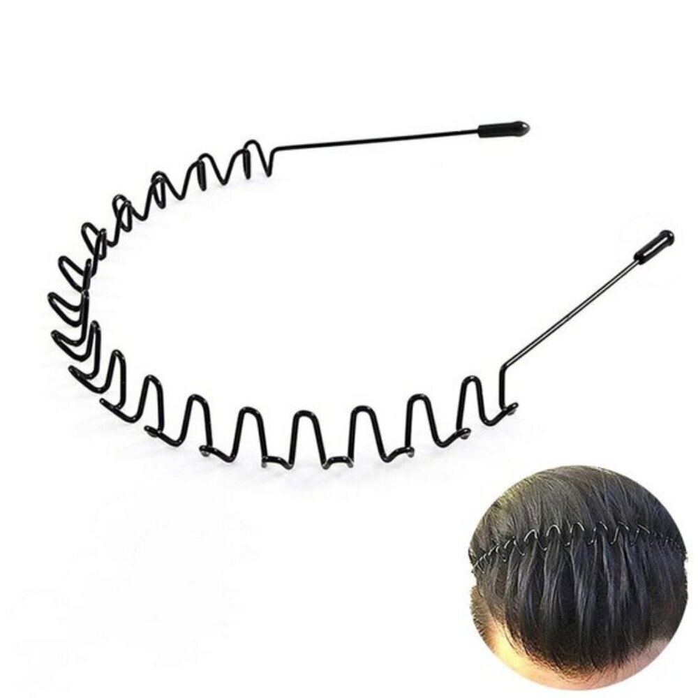 β‘Men Z-New 1pcs Metal Fashion Unisex Wavy Outdoor Sport Simple Elastic Headbands